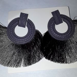 Grey Fringe Earrings